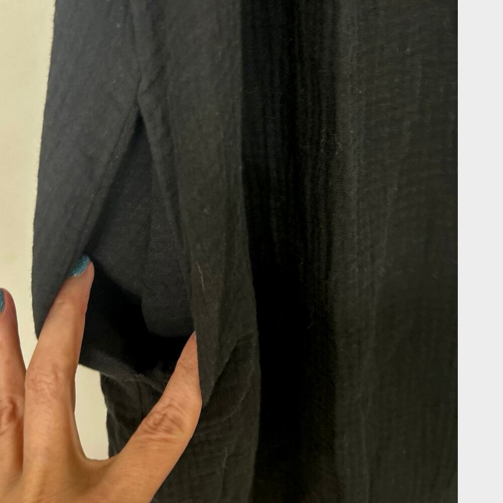 Sol Angeles Black Cotton Gauze Maxi Dress Open Back Beachy Minimalist Resort M/L - Picture 6 of 12